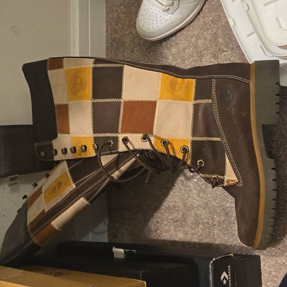Vintage patchwork timberland boots 6 1/2 - Picture 1 of 4